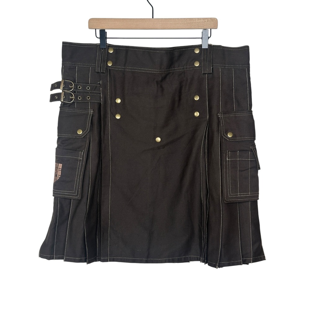 Damn Near Kilt Em Utility Kilt XL Brown Cotton Cargo DNKE Tactical Workwear